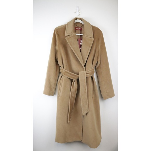 NWT Max Mara Studio Asti Virgin Wool Coat Camel US 12 - Picture 2 of 15